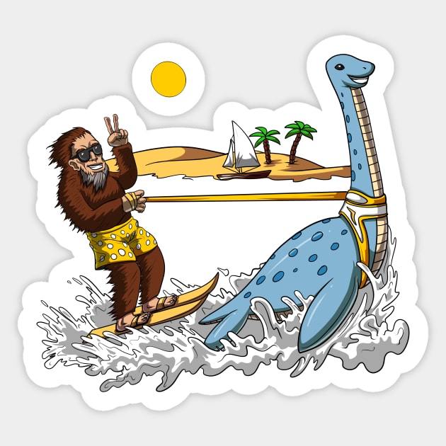 Bigfoot Loch Ness Monster Water Ski Sticker by underheaven